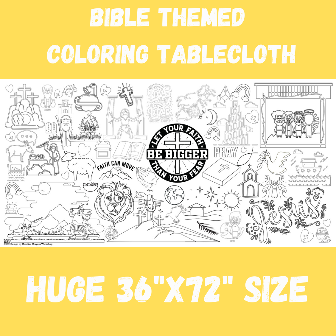 Faith-Based Bible Stories Coloring Tablecloth